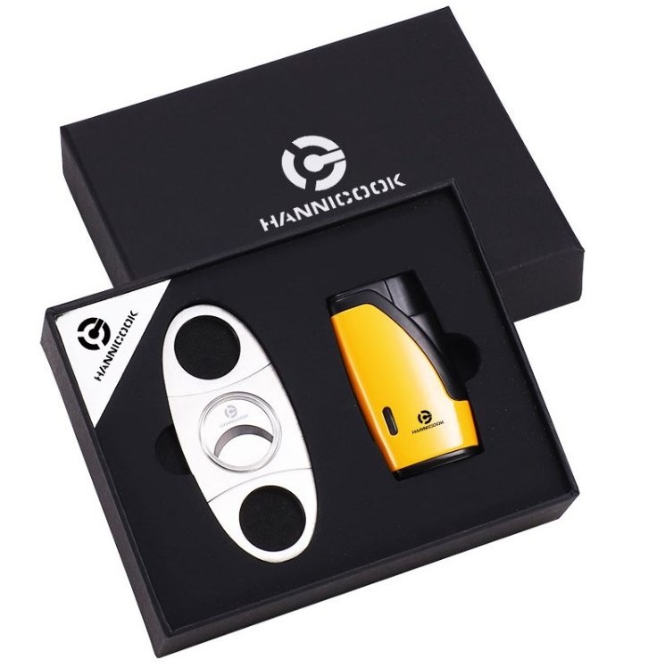 Portable Travel Cigar Accessory Kit Cigar Cutter & Lighter Gift Set Packaging