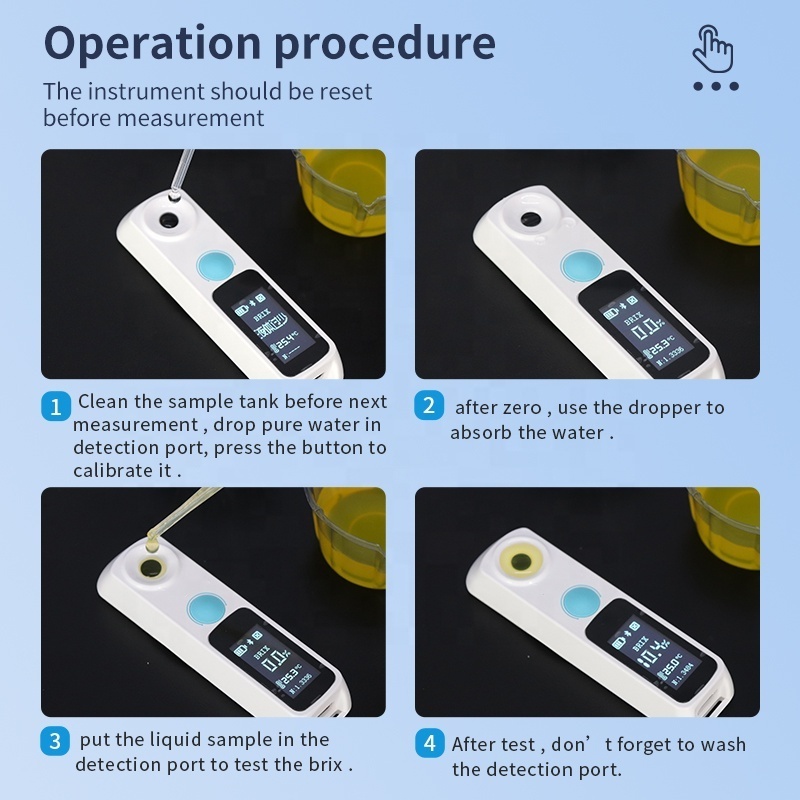 Rechargeable with Bluetooth 0~35% 0~55% 0~95% Digital Brix Refractometer Water Quality Tester Digital Brix Meter