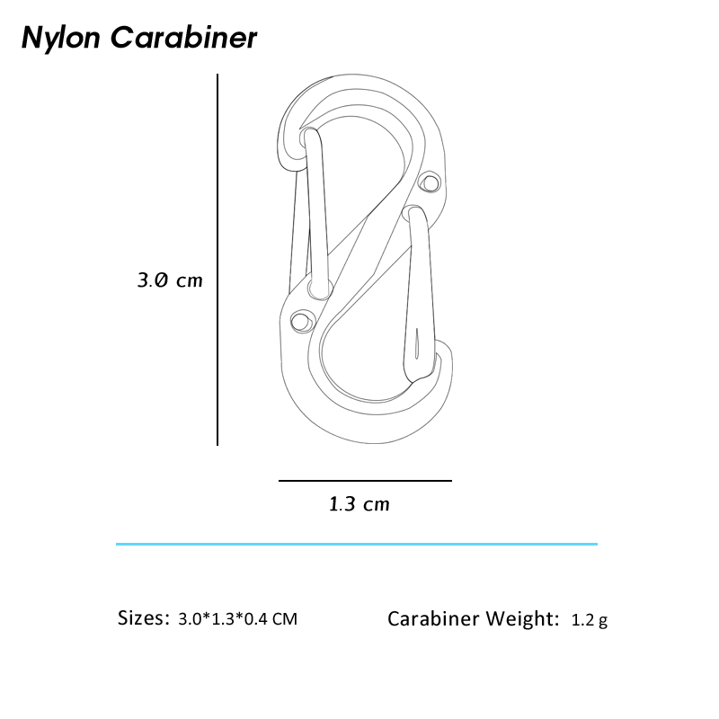 fashion jewelry carabiner Mini s carabiner hook Nylon fiber clips custom logo hook for keychain