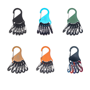 6-in-1 Mini Carabiner clip Aluminum Alloy Quick Hook for Camping Designed for Storage keychain custom Logo