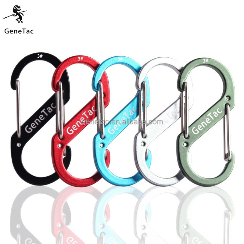 keychain hook 3# S Shape Aluminum s carabiner clips Hook Colorful outdoor Carabiner With Custom Logo for bag