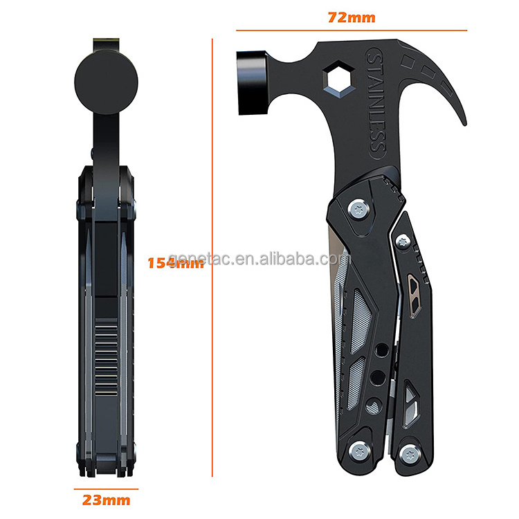 14 in 1 Multi Pocket Tools Foldable Multitool Pliers Multifunctional Stainless Steel for EDC Emergency Outdoor Claw Hammers