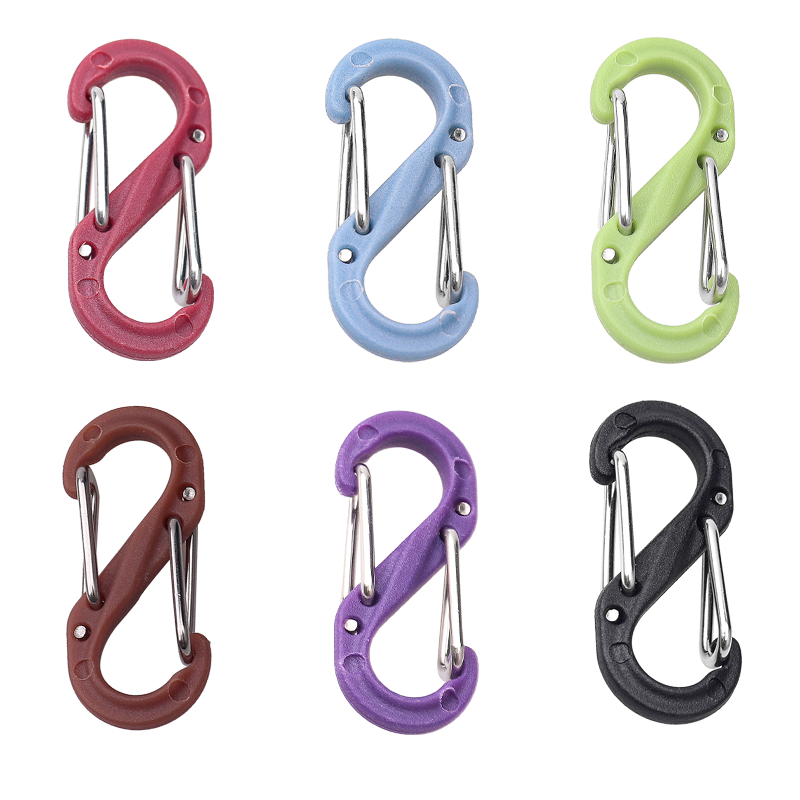 fashion jewelry carabiner Mini s carabiner hook Nylon fiber clips custom logo hook for keychain