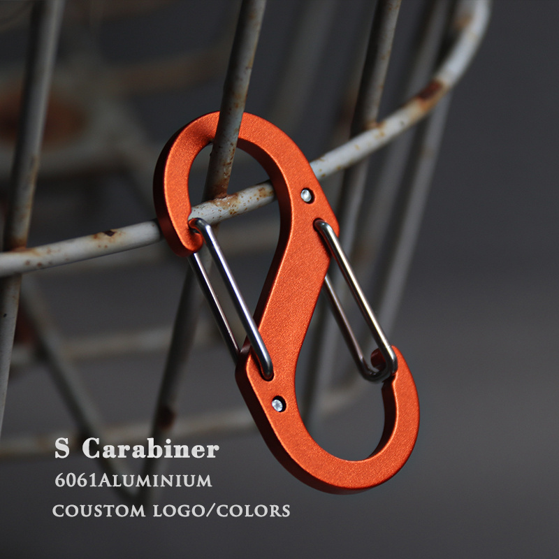 keychain hook 3# S Shape Aluminum s carabiner clips Hook Colorful outdoor Carabiner With Custom Logo for bag