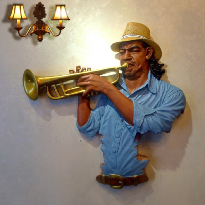 2021 NEW DESIGN RESIN HUMAN SCULPTURE WALL MOUNTED MUSICIAN STATUES HOME DECORATION INDOOR ORNAMENT SOUVENIR LUXURY GIFT