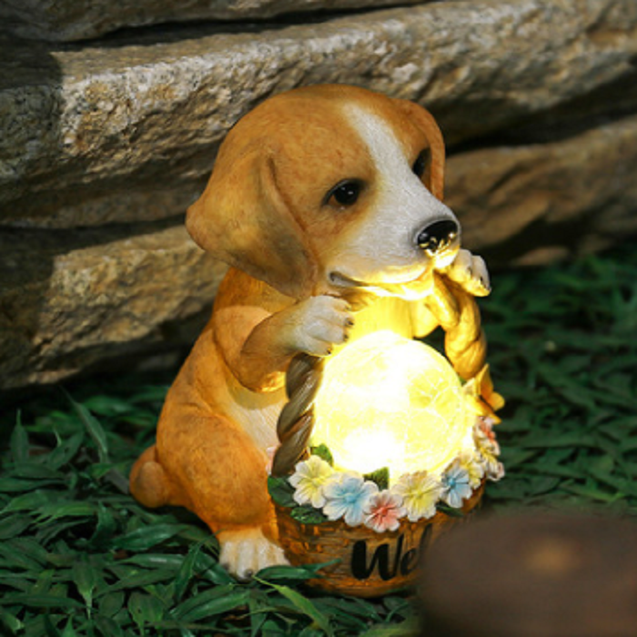 2021 NEW DESIGN IN STOCK RESIN SOLAR LED DOG FIGURE SCULPTURE OUTDOOR GARDEN PARK DECORATION HOME ORNAMENT SOUVENIR GIFT TOY