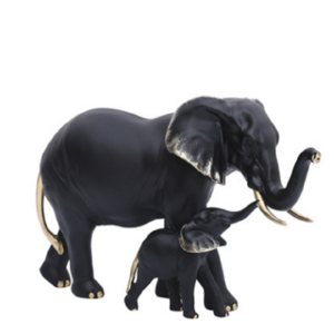 2022 RESIN WHITE BLACK GOLDEN WALKING ANIMAL SMALL ELEPHANT FAMILY MOM DAD BABY SCULPTURE  GIFT SOUVENIR HOME DECORATION TOY