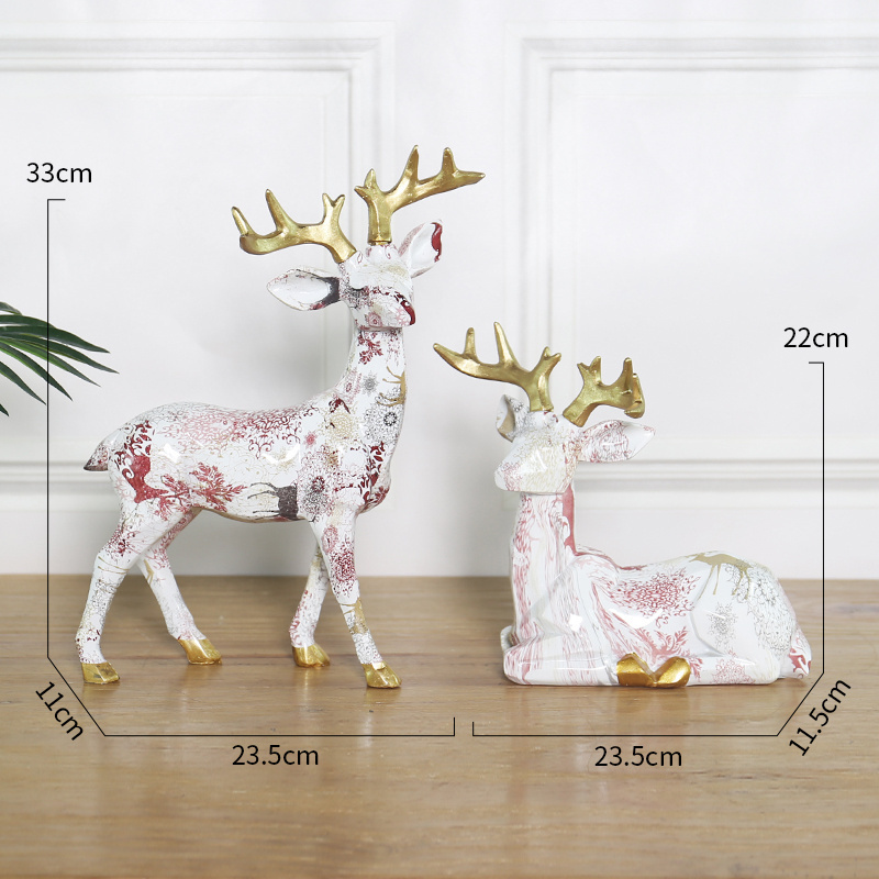 WATER TRANSFER POLY RESIN COLORFUL GEOMETRIC STANDING CHRISTMAS XMAS ANIMAL HORSE DEER ELEPHANT BULL COW HEAD STATUE SCULPTURE