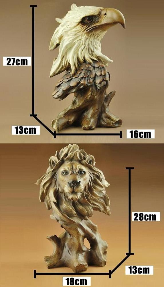 CUSTOM WOOD COLOR RESIN ANIMAL LION TIGER DEER WOLF HORSE EAGLE HEAD FIGURINE STATUE FOR TABLE TOP HOME DECORATION ORNAMENTS