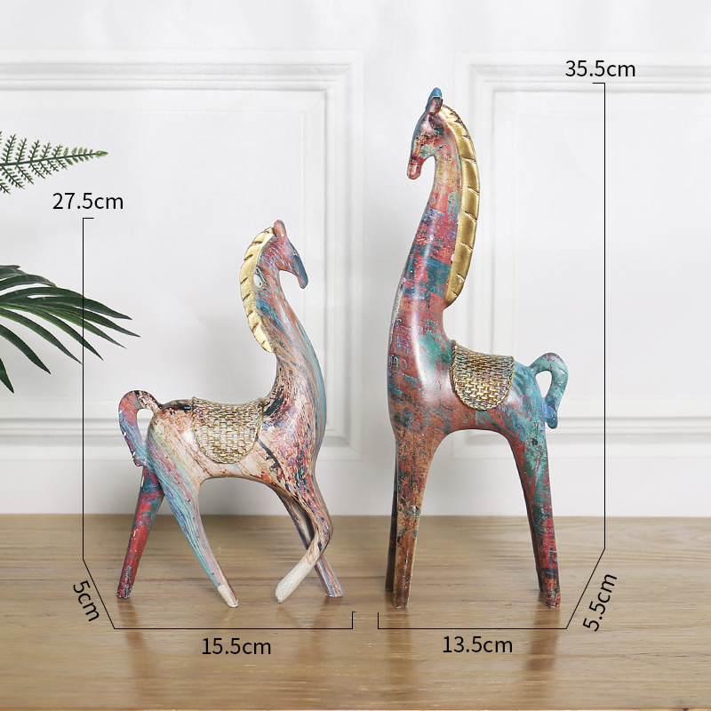 WATER TRANSFER POLY RESIN COLORFUL GEOMETRIC STANDING CHRISTMAS XMAS ANIMAL HORSE DEER ELEPHANT BULL COW HEAD STATUE SCULPTURE