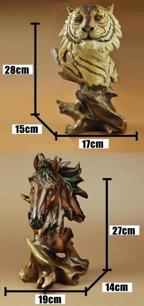 CUSTOM WOOD COLOR RESIN ANIMAL LION TIGER DEER WOLF HORSE EAGLE HEAD FIGURINE STATUE FOR TABLE TOP HOME DECORATION ORNAMENTS