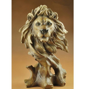 CUSTOM WOOD COLOR RESIN ANIMAL LION TIGER DEER WOLF HORSE EAGLE HEAD FIGURINE STATUE FOR TABLE TOP HOME DECORATION ORNAMENTS