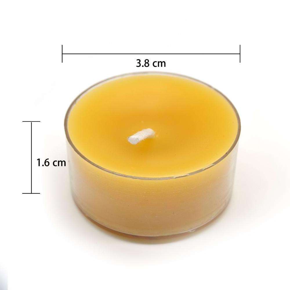 Wholesale Handmade Natural Yellow Beeswax Round Tealight Candles In Transparent Plastic Case