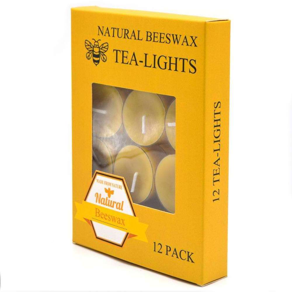 Wholesale Handmade Natural Yellow Beeswax Round Tealight Candles In Transparent Plastic Case