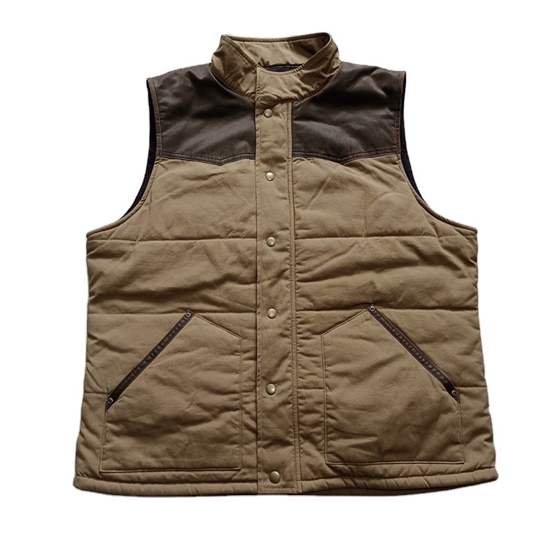 OEM Heavy Duty Cotton Canvas Men Flannel Lined Outdoor Winter Workwear Light Canvas Work Vest