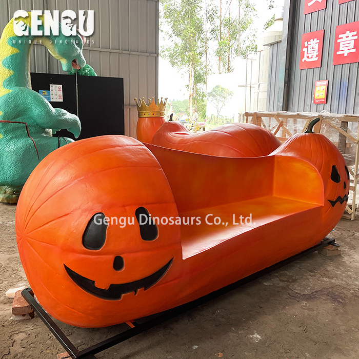 Halloween Decorations Outdoor Fiberglass Model Pumpkin Chair Statue For Children