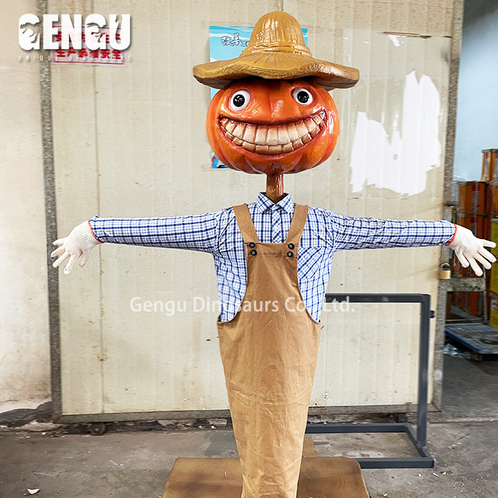 Unique Halloween Decoration Customized Pumpkin Scarecrow Model For Park