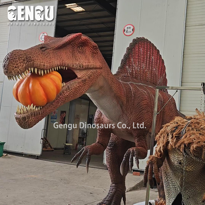 Animatronic Halloween Theme Park Customized Animatronic Dinosaur And Pumpkin Model