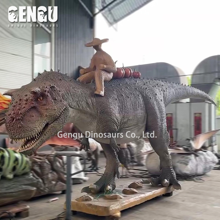 Animatronic Halloween Model High Simulation Dinosaur With Scarecrow And Pumpkin