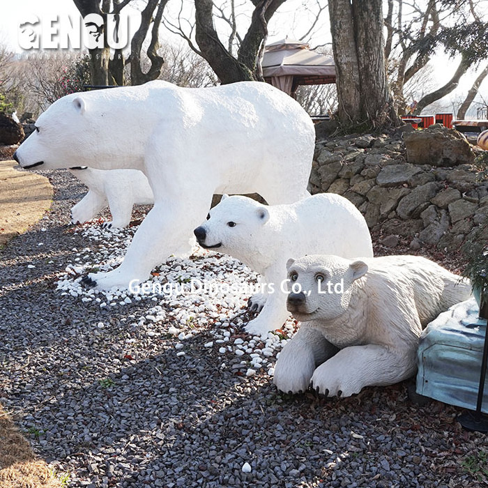 Waterproof Animal Model Life Size Animatronic Polar Bear Statue