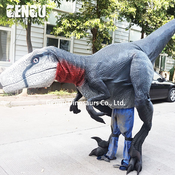 Walking Dinosaur Costume Blue Velociraptor Costume Realistic Dinosaur Dino Costume