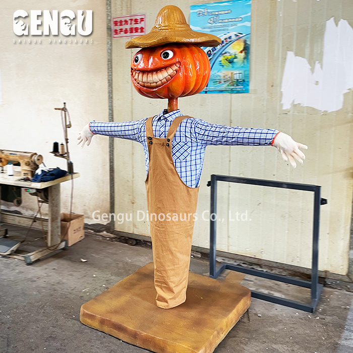 Unique Halloween Decoration Customized Pumpkin Scarecrow Model For Park