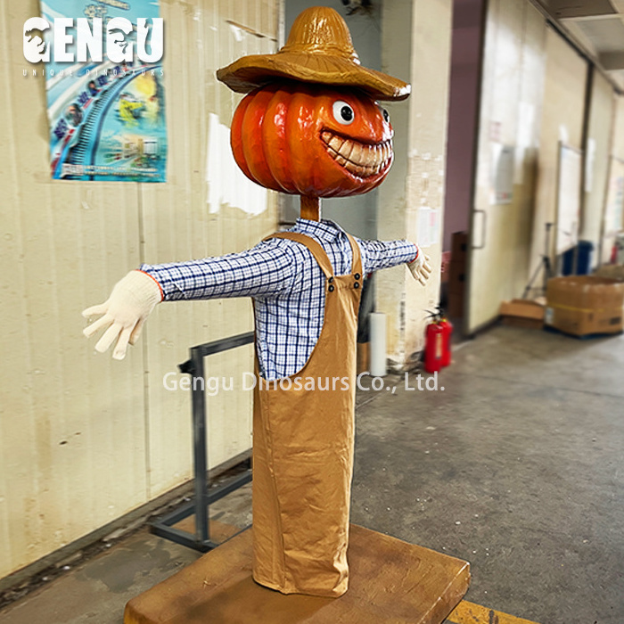 Unique Halloween Decoration Customized Pumpkin Scarecrow Model For Park