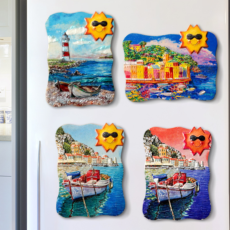 Supplier Wholesale Creative Ocean Wind Travel Souvenirs Magnetic Suction Home Decoration Resin Artifact Refrigerator Stickers