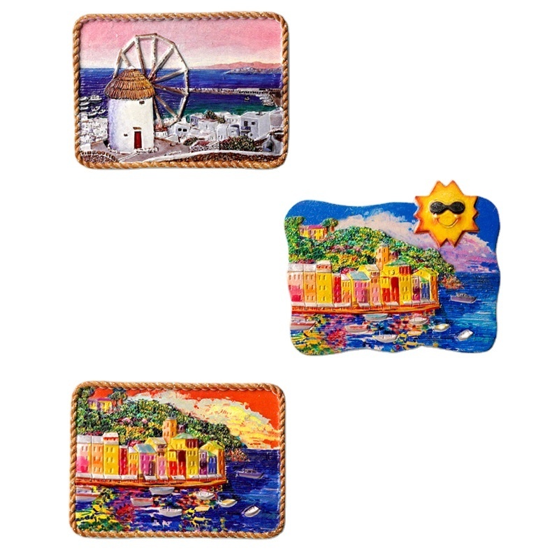 Supplier Wholesale Creative Ocean Wind Travel Souvenirs Magnetic Suction Home Decoration Resin Artifact Refrigerator Stickers