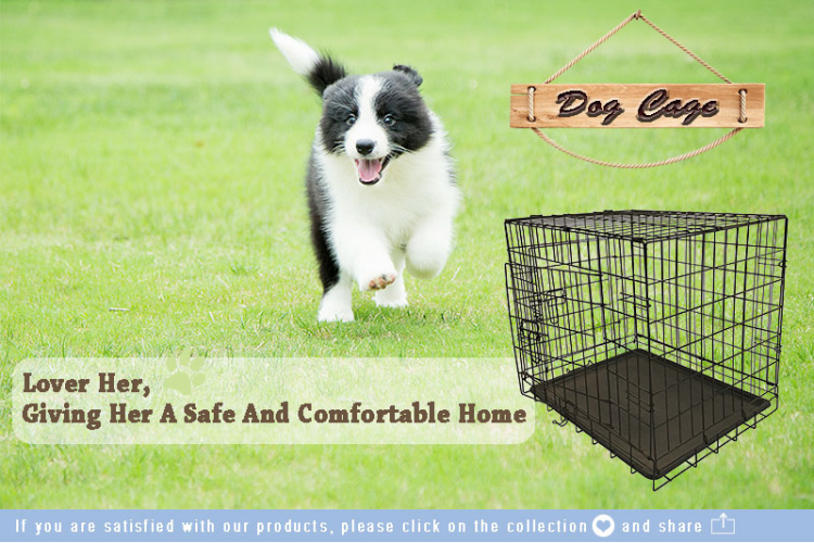 Wholesale Manufacturer 30 36 42 48 Inch Metal Foldable Dog Crates Cage Metal Folding Dog Cage Black Impact Dog Kennel Crate