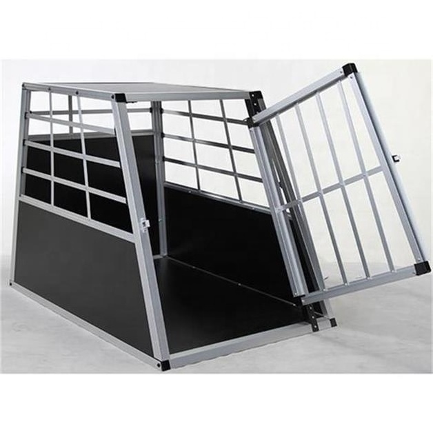 Heavy Duty Dog Carrier Aluminum Dog Cat Crate Lockable Car Travel Transport Box Pet Kennel