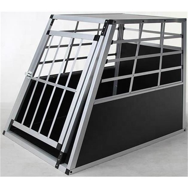 Heavy Duty Dog Carrier Aluminum Dog Cat Crate Lockable Car Travel Transport Box Pet Kennel