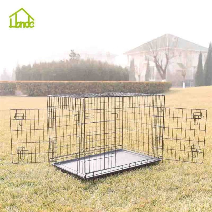 High quality cheap indoor collapsible iron xl foldable design clear car dog kennel drop whelp cage box bank for sale