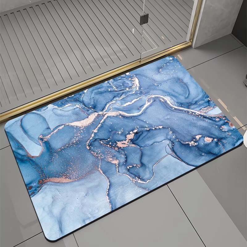 Wholesale Cheap Custom Print Design Household Items Anti slip Bathroom Mat marble texture Bathroom rugs