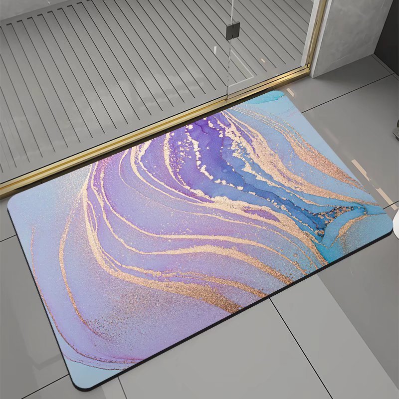 Wholesale Cheap Custom Print Design Household Items Anti slip Bathroom Mat marble texture Bathroom rugs