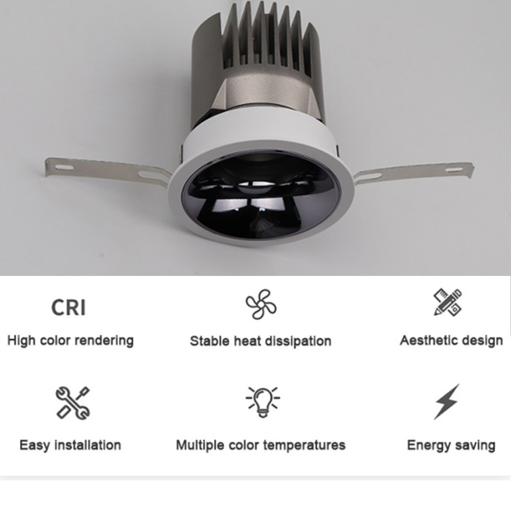 Factory Wholesale Surface Mounted Cob Downlight Housing Ip44 Indoor 15W Rimless Adjustable Embedded Lamp Spotlight