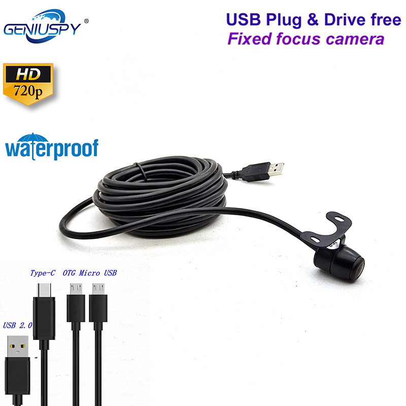 720P HD CMOS 2.8mm Wide Angle Lens IP67 Waterpoof USB Car Reverse Camera 5meters/3meters Long cable