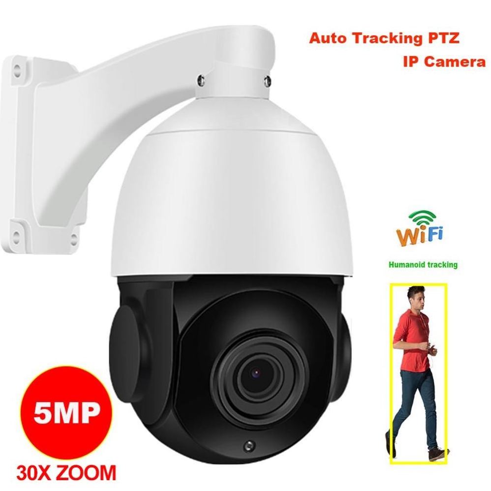 Camhi 5MP Wireless 30X ZOOM Humanoid Auto Track IR PTZ Speed IP Camera Wifi Humanoid Recognition Build In MIC Speaker TF Card