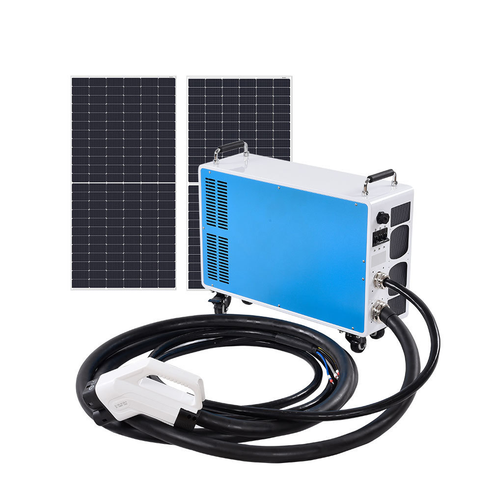 Electric car charging station Level 3 mobile portable electric car charger with solar power station