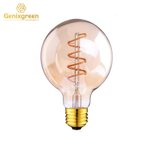 G95GS Edison Lamp Filament Spiral Warm Color LED Bulbs Light Lamp Outdoor vintage Genixgreen LED Bulb For Home