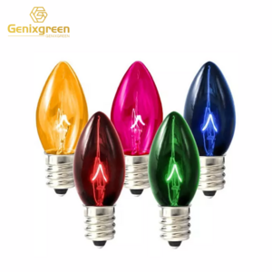 120v 7w C7 C9 Mardi Gras Lightbulbs Candelabra E17 E12 Twinkle LED Fancy Christmas Bulb C7 Colored Incandescent Christmas Light