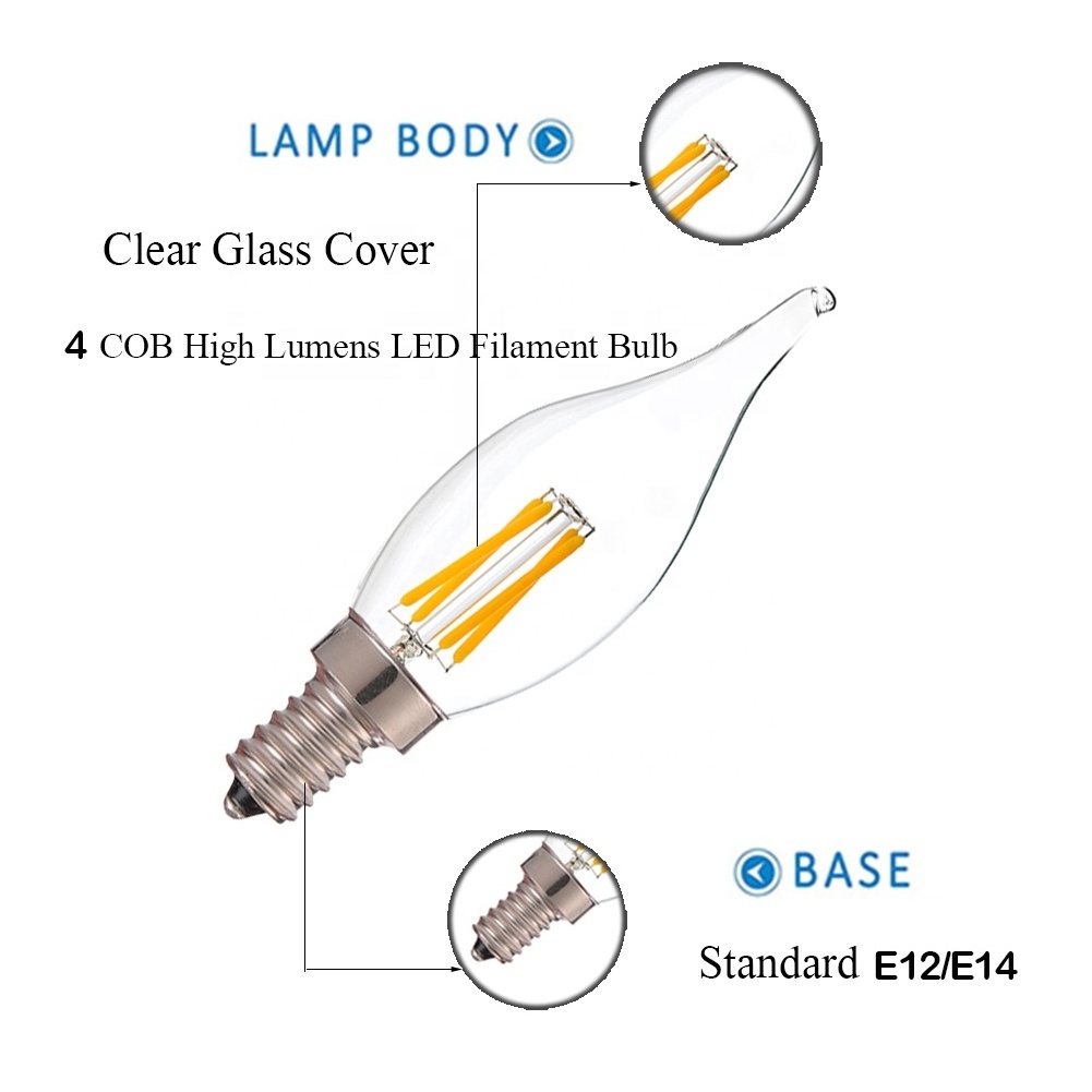 dimmable vintage edison light bulbs E12 E14 E17 DC 110V 2700K 9W C22T Retro Spiral LED Filament Bulb led chandelier bulb