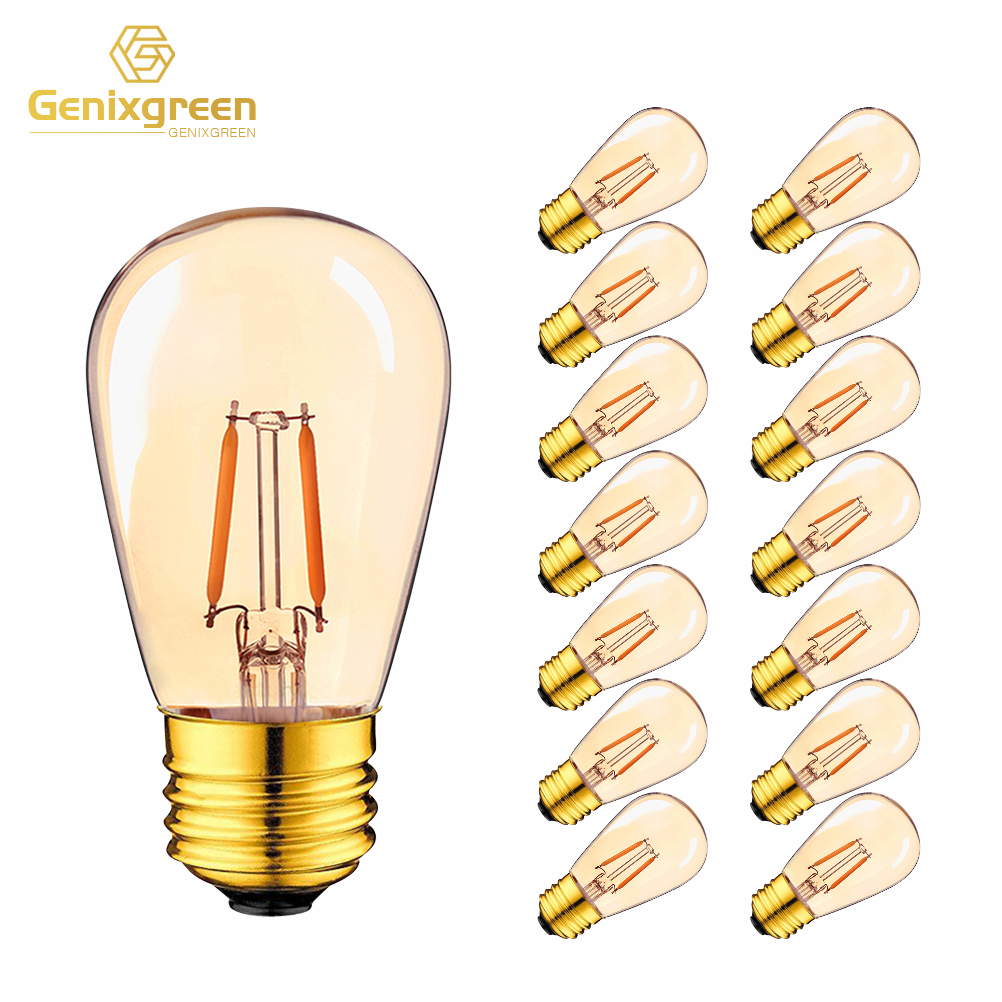 ST45G 2w 220v 2700k Amber S14 Cover  For Home Ceiling Hang LED Vintage Bulb Light Raw Material Dimmable Filament Pendant Bulbs