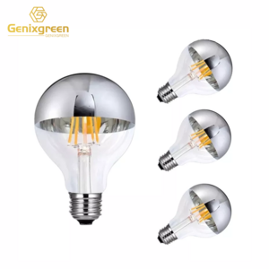 Half Silver Mirror Crown Dimmable Vintage Edison A19 G95 G125 2W LED Filament Lamp bulbs For Home Cafe chandelier