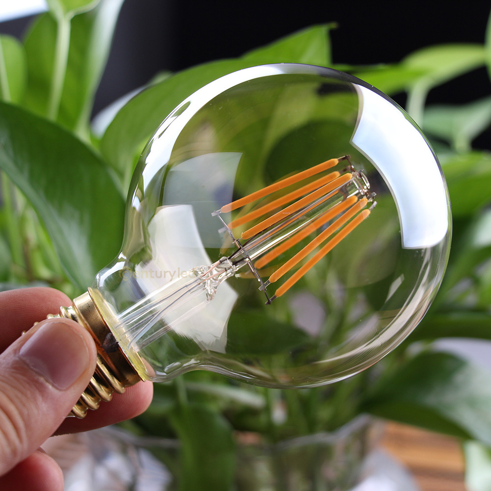 Custom OEM ODM 4W 6W 110V 220V E26 E27 Dimmable G80 Gold Tint LED Filament big round Light Bulbs Vintage Edison Bulb chandeliers