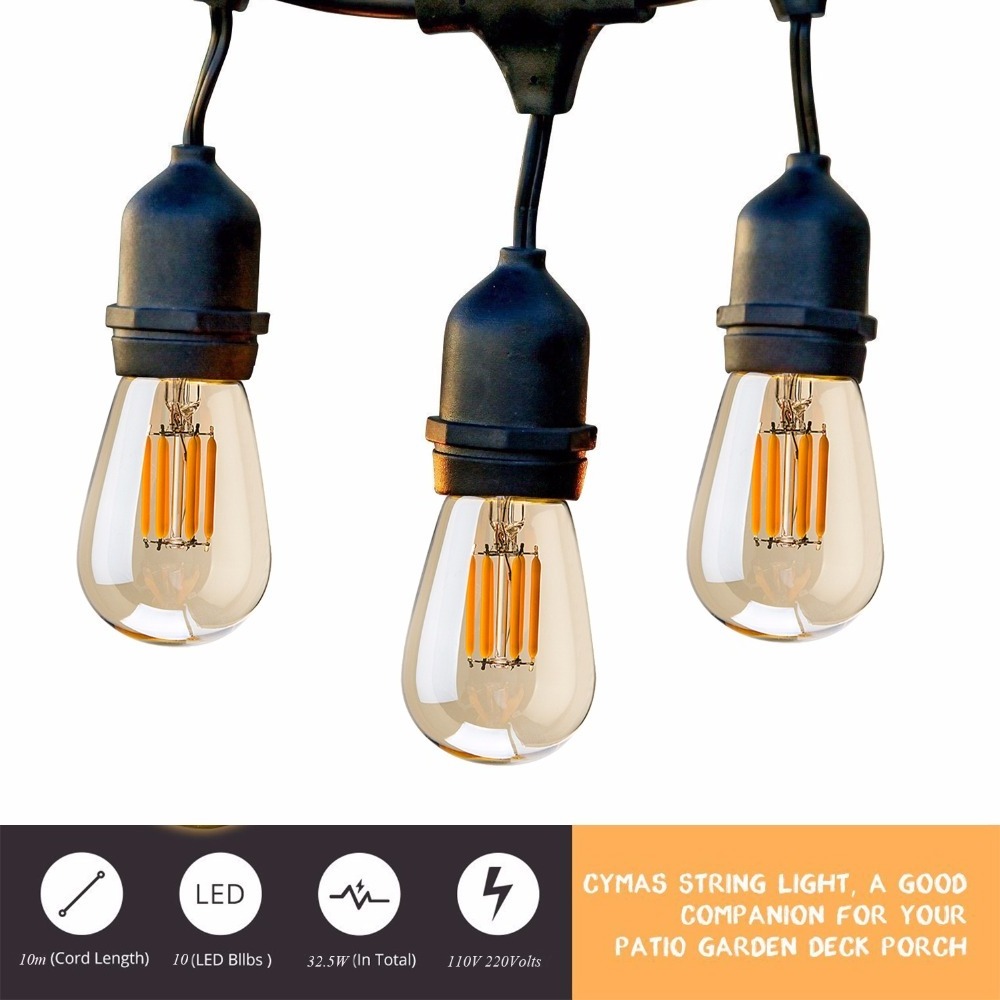 EU US Plug indoor outdoor Connectable Commercial Holiday string light bulb E26 E27 E14 Garden patio festoon lighting