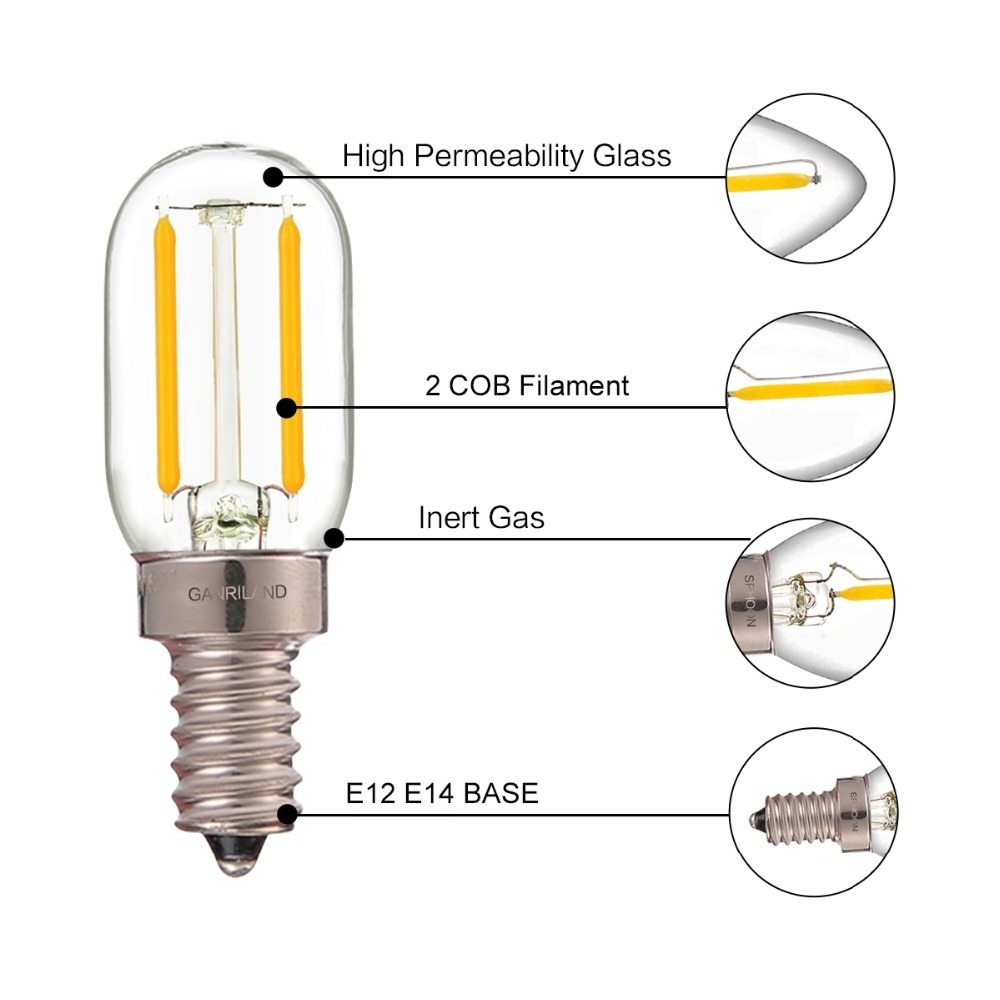 E12 E14 T20 Wholesale Led Edison Bulb 1W 2700K 110V 220V Dimmable Led Filament Bulb