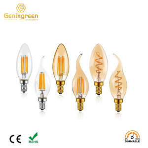 Candelabra Base E12 E14 110V 220V 3W 4W 6W LED Vintage Edison Bulb C35 Candle Light Incandescent Led Filament Bulb