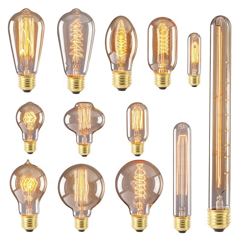 Luces Led Lampada Incandescent Bulb Lamp Edison Vintage Antique Style St64 Tungsten Light Bulb E27 220V 40W 60W