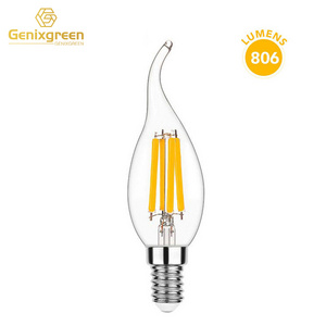 Dimmable Candelabra Led Light C35 Candle Bulb Flame Tip Shape 80W Equivalent 2700K Warm White E14 High Lumens Filament Bulb